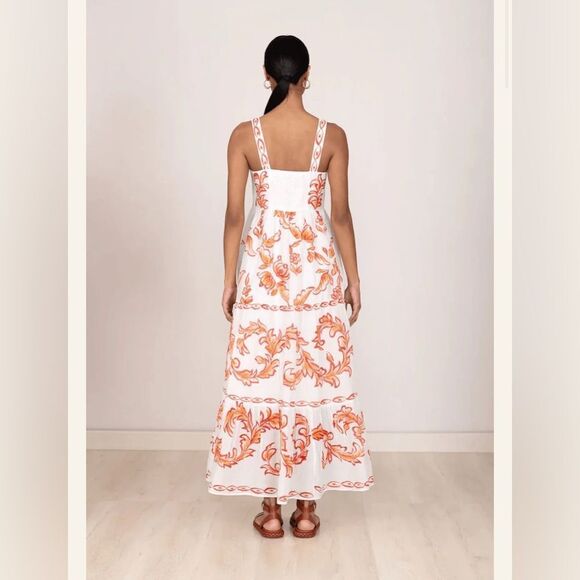 NWT 420.00 Banjanan Daniella Dress Cherry SILK BLEND MAXI DRESS - Picture 5 of 5